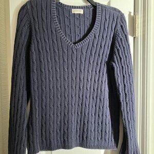 Ladies blue pull-over cotton sweater. Size Large